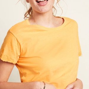 Old Navy Slub-Knit Embroidered Sleeve Tee, Yellow